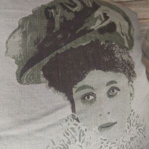 Arhaus Pillow Lady Head Blue Victorian Zippered Removable Cover Duck Down Fill